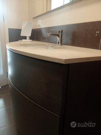 MOBILE BAGNO Wengè scuro+lavabo+specchio+accessori