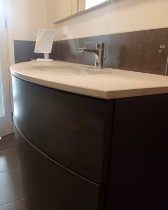 MOBILE BAGNO Wengè scuro+lavabo+specchio+accessori