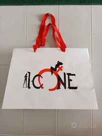 Shopper c/manico in tessuto e base rettangolare 