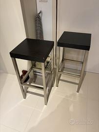 Sgabelli alti in acciaio (struttura) e legno