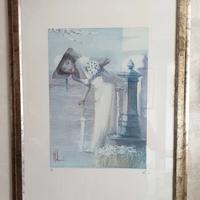 Quadro Vintage Anni '90 Donna Dipinto Impressionis