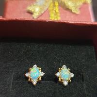 Orecchini argento placcat oro 14k opali e zirconi 