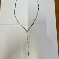 Collana Rosario Uomo Argento con cristallo nero.