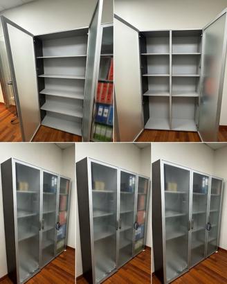 Armadio libreria ufficio ante vetro 180x37 h200 cm