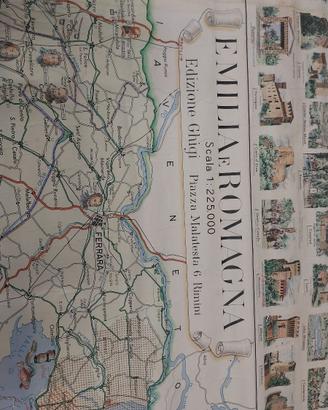 Cartina geografica da parete telata Emilia Romagna