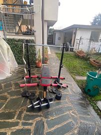 PANCA PALESTRA COMPLETA CON BILANCIERI E MANUBRI