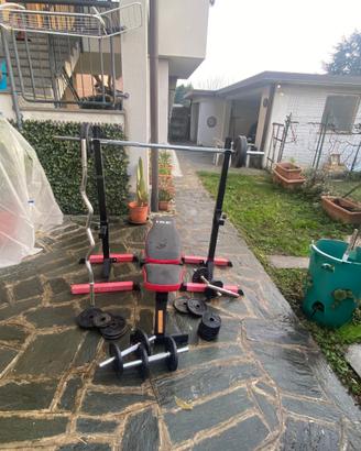 PANCA PALESTRA COMPLETA CON BILANCIERI E MANUBRI