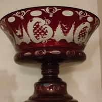 vaso Boemia rosso rubino decorato