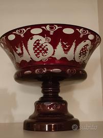 vaso Boemia rosso rubino decorato