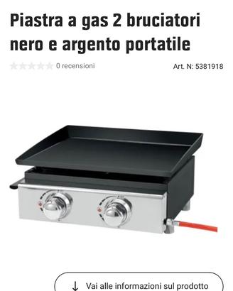 Piastra a gas 2 bruciatori