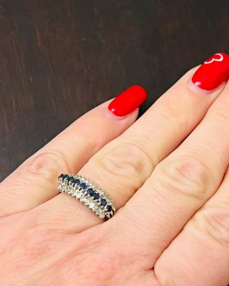 Anello vintage di diamanti e zaffiri