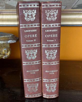 Leopardi Opere 2 volumi rilegati similpelle
