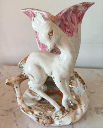 Vaso in ceramica vintage  con cerbiatto