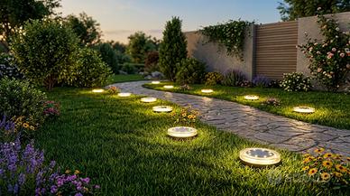 Set 9 faretti solari luce calda giardino