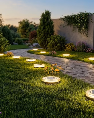 Set 9 faretti solari luce calda giardino
