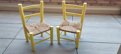 Sedie bimbi n legno e paglia