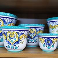 Sottovaso in ceramica vietrese maiolicato a mano