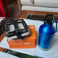 Coppia pedali mtb + borraccia in alluminio