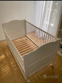 Lettino a sbarre in legno bianco alta qualità