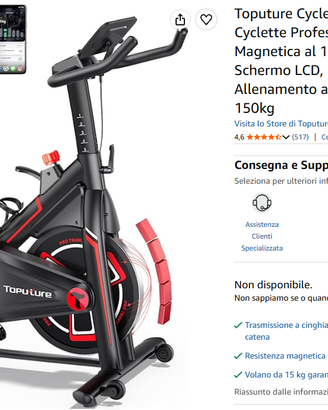 Cyclette Toputure Magnetica 15kg con App - Nuova