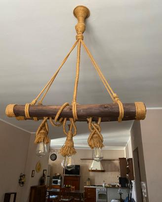 Lampadario rustico fatto a mano 