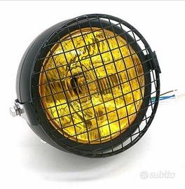 Faro anteriore cafe racer giallo griglia old style