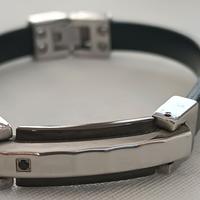 BRACCIALE UNISEX CAUCCIU' NERO ED ACCIAIO S.STEEL