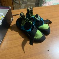 Scarpe da arrampicata su parete