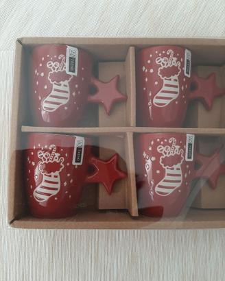 set 4 tazzine caffè Natale