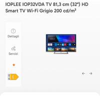 SmartTv Qled 32” con braccio a parete.