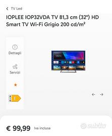 SmartTv Qled 32” con braccio a parete.