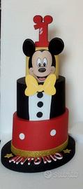 Torta finta primo compleanno Topolino