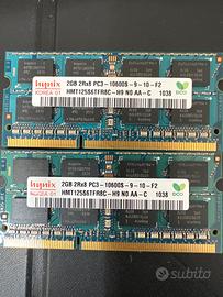 2x2gb 4gb ram ddr3 sodimm 10600s