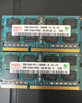 2x2gb 4gb ram ddr3 sodimm 10600s