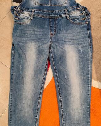 Salopette donna jeans lunga