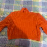 Maglietta corta, arancione, ricamata, taglia L