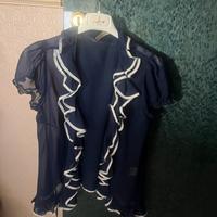 Camicia blu tessuto trasparente