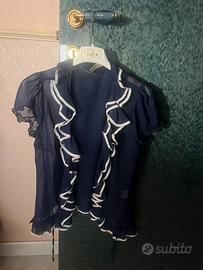Camicia blu tessuto trasparente