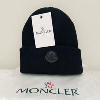 cappello Moncler logo nero in pelle 
