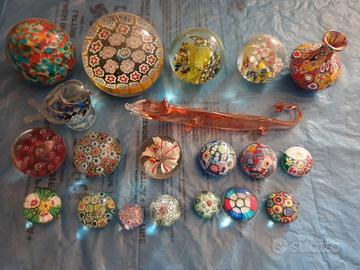 Vetro Murano fermacarte millefiori in blocco