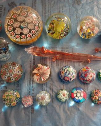 Vetro Murano fermacarte millefiori in blocco