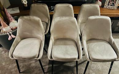 6 sedie  in velluto per soggiorno o cucina