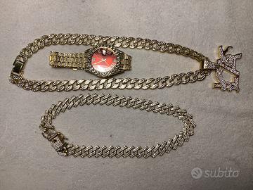 Set Gioielli Hip Hop / Trap Iced Out Dorati