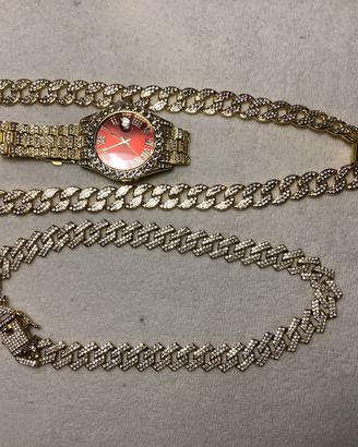 Set Gioielli Hip Hop / Trap Iced Out Dorati