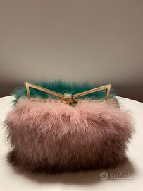 Sara Battaglia clap bag in metallo e real fur