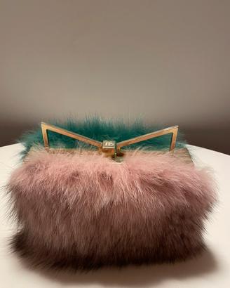 Sara Battaglia clap bag in metallo e real fur