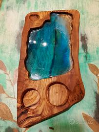 Vassoio / Vuotatasche in  legno di ulivo