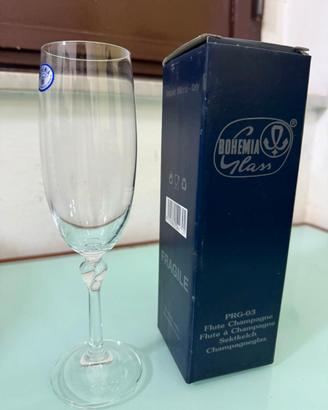 6 Flûte Champagne Bohemia Cristallo con Stelo Cuor