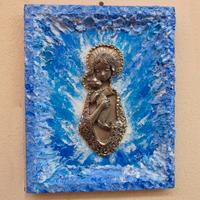 quadretto con madonna in peltro