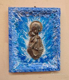 quadretto con madonna in peltro